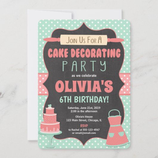 Invitations de fête d'anniversaire à la décoration (Devant)