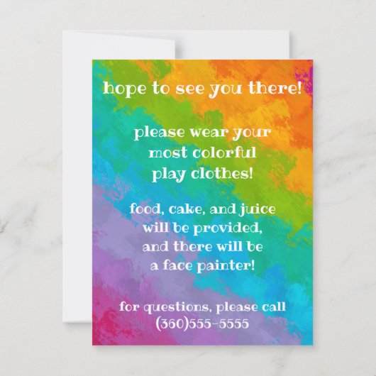 Invitations de fête d'anniversaire à l'arc-en-ciel (Dos)