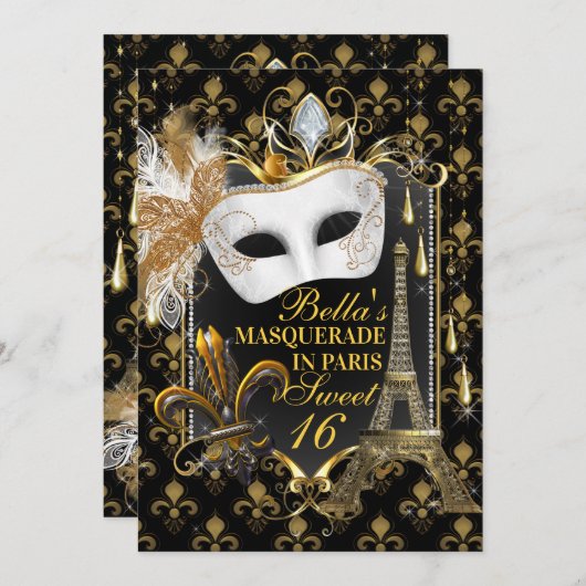 Invitations de fête d'anniversaire à Paris (Devant / Derrière)