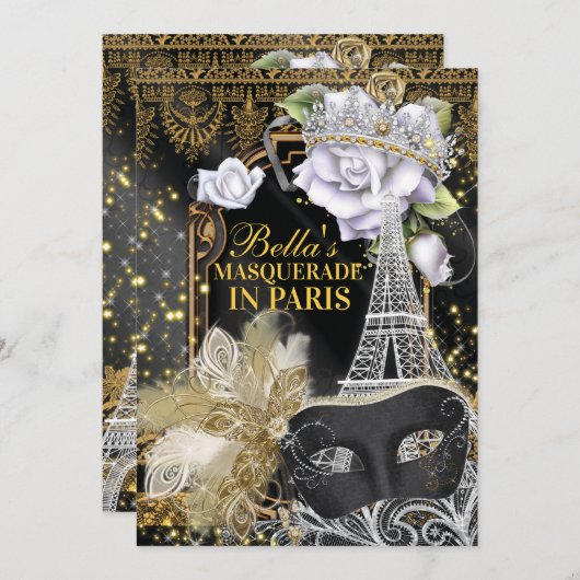 Invitations de fête d'anniversaire à Paris (Devant / Derrière)