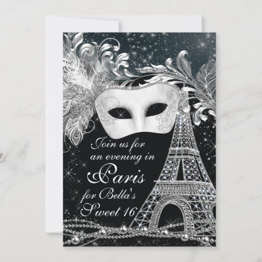 Invitations de fête d'anniversaire à Paris Masquer (Dos)