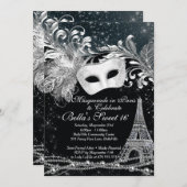 Invitations de fête d'anniversaire à Paris Masquer (Devant / Derrière)