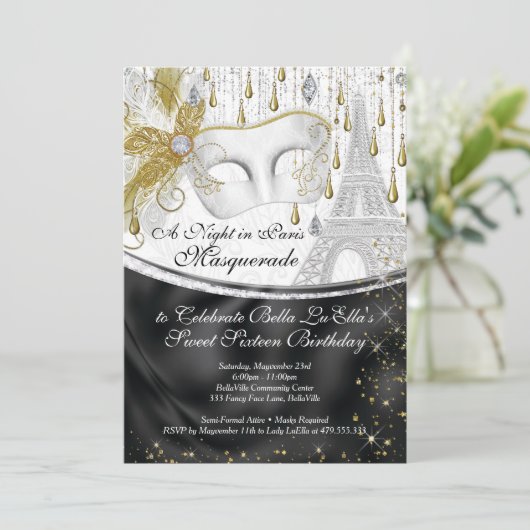 Invitations de fête d'anniversaire à Paris Masquer (Debout devant)