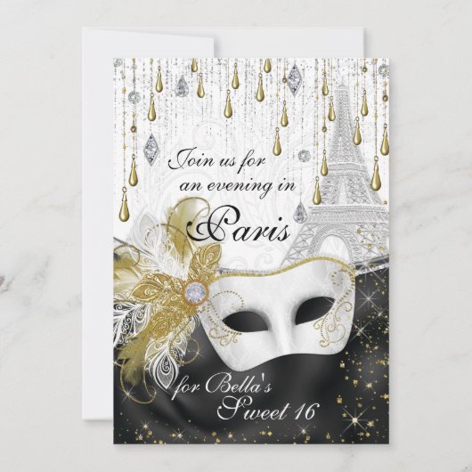 Invitations de fête d'anniversaire à Paris Masquer (Dos)