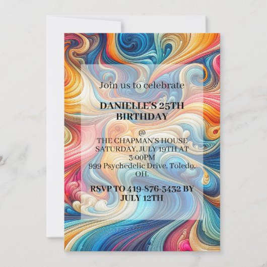 Invitations de fête d'anniversaire Abstrait Wavy D (Devant)