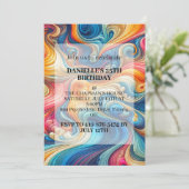 Invitations de fête d'anniversaire Abstrait Wavy D (Debout devant)