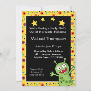 Invitations de fête d'anniversaire Alien
