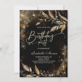 Invitations de fête d'anniversaire Black Gold Flor (Devant)