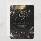 Invitations de fête d'anniversaire Black Gold Flor (Devant)