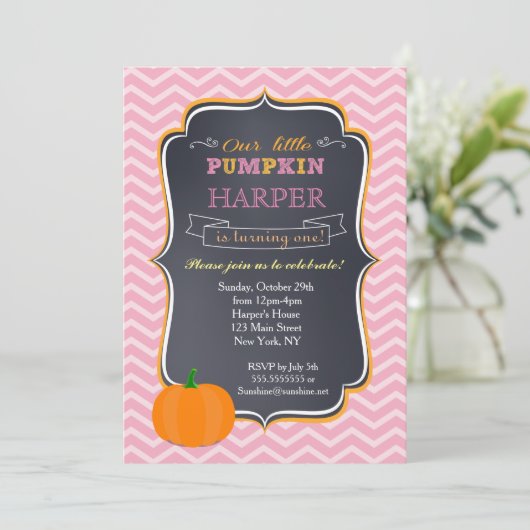 Invitations de fête d'anniversaire citrouille (Debout devant)