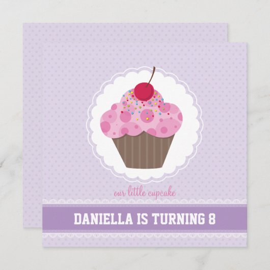 Invitations DE FÊTE D'ANNIVERSAIRE :: cupcake 4SQ (Devant / Derrière)