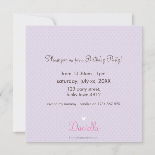Invitations DE FÊTE D'ANNIVERSAIRE :: cupcake 4SQ (Dos)