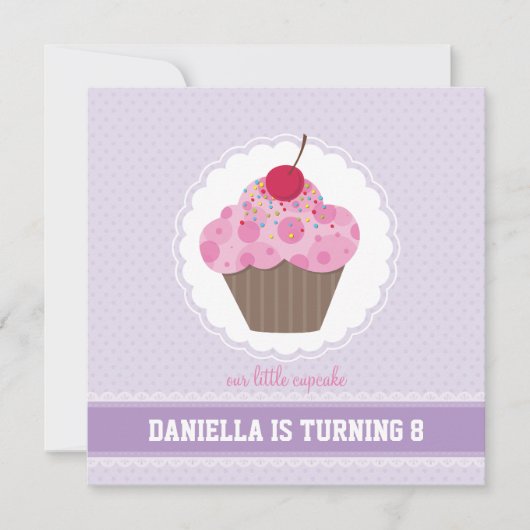 Invitations DE FÊTE D'ANNIVERSAIRE :: cupcake 4SQ (Devant)