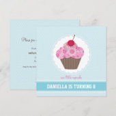 Invitations DE FÊTE D'ANNIVERSAIRE :: cupcake 5SQ (Devant / Derrière)