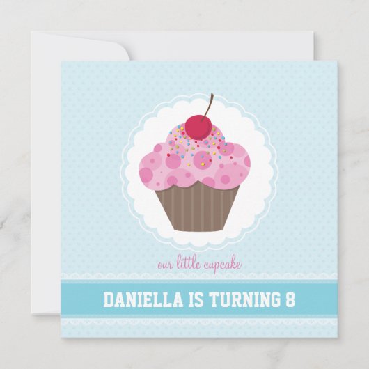 Invitations DE FÊTE D'ANNIVERSAIRE :: cupcake 5SQ (Devant)