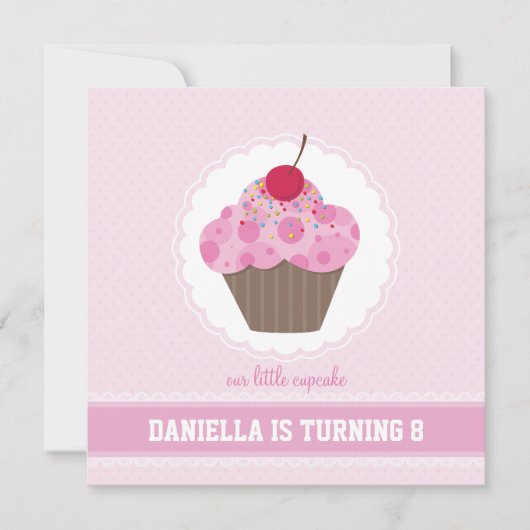 Invitations DE FÊTE D'ANNIVERSAIRE :: cupcake 6SQ (Devant)