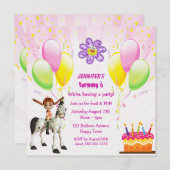 Invitations de fête d'anniversaire Cute Pony, Cake (Devant / Derrière)