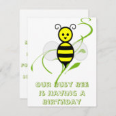 Invitations de fête d'anniversaire d'abeille de (Devant / Derrière)