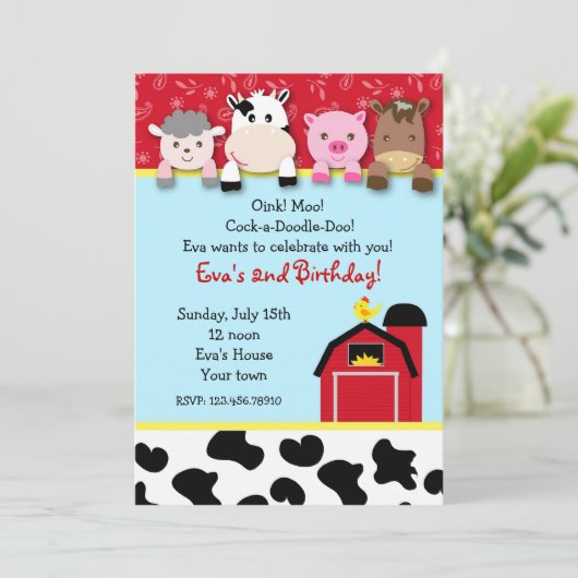 Invitations de fête d'anniversaire d'animaux de (Debout devant)