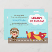 Invitations de fête d'anniversaire d'avion de (Devant / Derrière)