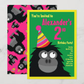 Invitations de fête d'anniversaire de Ape Animal (Devant / Derrière)