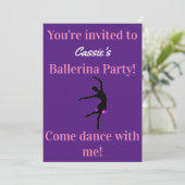 Invitations de fête d'anniversaire de Ballerina (Debout devant)