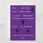 Invitations de fête d'anniversaire de Ballerina (Dos)
