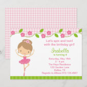 Invitations de fête d'anniversaire de Ballerina Gi (Devant / Derrière)