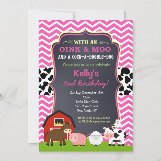 Invitations de fête d'anniversaire de Barnyard pou (Devant)
