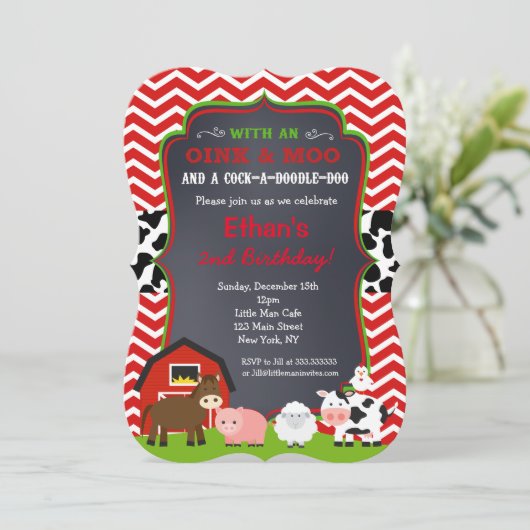 Invitations de fête d'anniversaire de basse-cour (Debout devant)