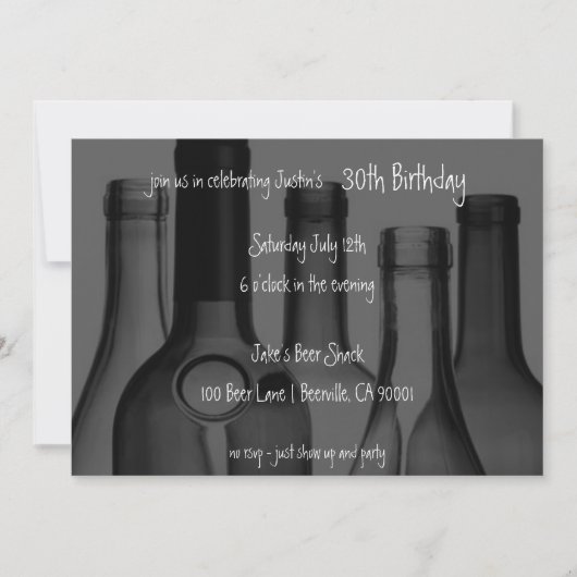 Invitations de fête d'anniversaire de bouteille de (Devant)