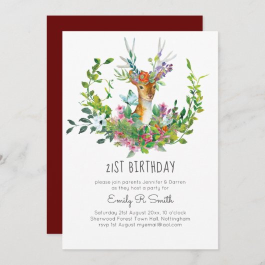 Invitations de fête d'anniversaire de cerfs de boi (Devant / Derrière)