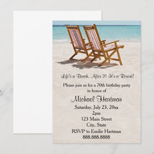 Invitations de fête d'anniversaire de chaises de (Devant / Derrière)