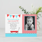 Invitations de fête d'anniversaire de chariot (Debout devant)