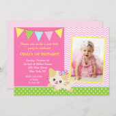 Invitations de fête d'anniversaire de chat de (Devant / Derrière)