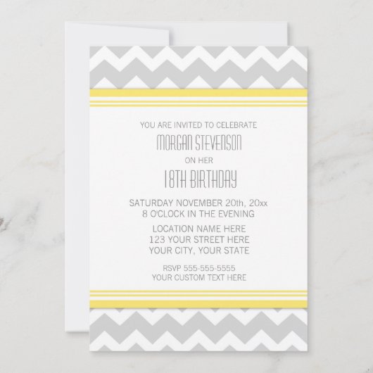 Invitations de fête d'anniversaire de Chevron de (Dos)