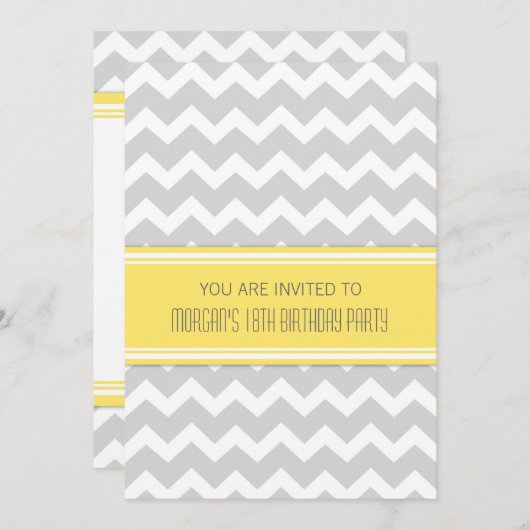 Invitations de fête d'anniversaire de Chevron de (Devant / Derrière)