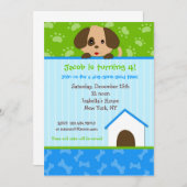 Invitations de fête d'anniversaire de chiot (Devant / Derrière)