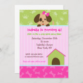 Invitations de fête d'anniversaire de chiot (Devant / Derrière)
