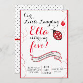 Invitations de fête d'anniversaire de coccinelle (Devant / Derrière)