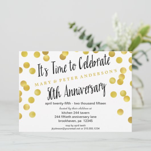 Invitations de fête d'anniversaire de confettis (Debout devant)