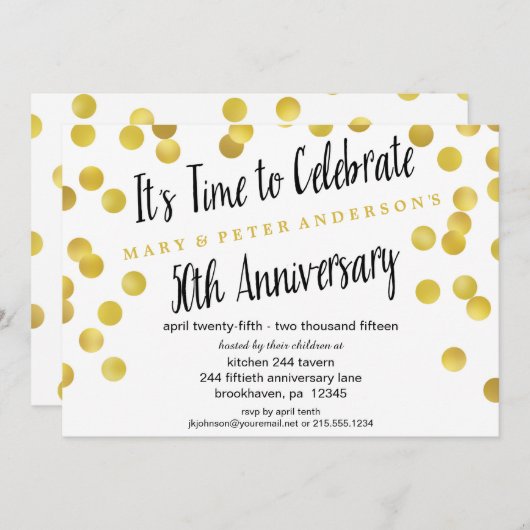 Invitations de fête d'anniversaire de confettis (Devant / Derrière)