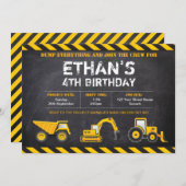Invitations de fête d'anniversaire de construction (Devant / Derrière)