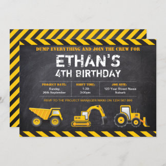 Invitations de fête d'anniversaire de construction