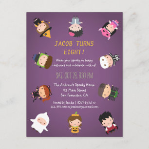 Invitations de fête d'anniversaire de costume de