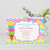 Invitations de fête d'anniversaire de crème glacée (Debout devant)