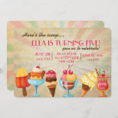 Invitations de fête d'anniversaire de crème glacée (Devant / Derrière)