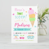 Invitations de fête d'anniversaire de crème glacée (Debout devant)