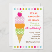 Invitations de fête d'anniversaire de crème glacée (Devant)
