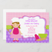 Invitations de fête d'anniversaire de cuisson de (Devant / Derrière)